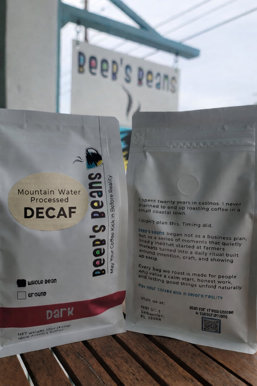 Mountain water process decaf coffee by Beebs Beans, roasted in Florida