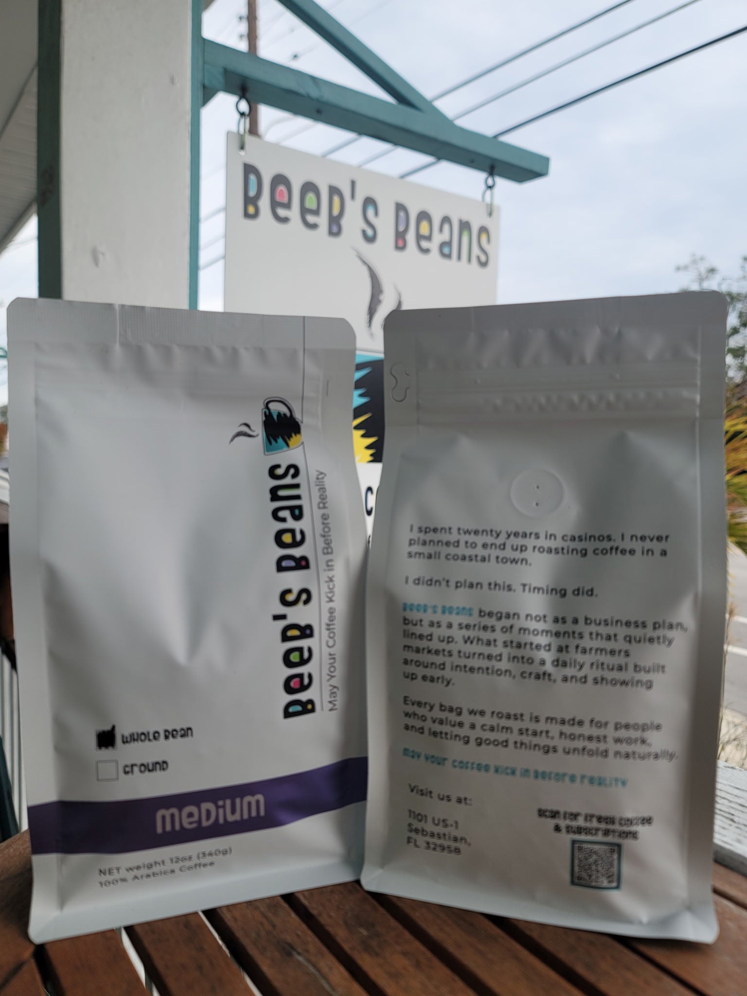 Medium roast coffee by Beebs Beans, small-batch roasted in Florida