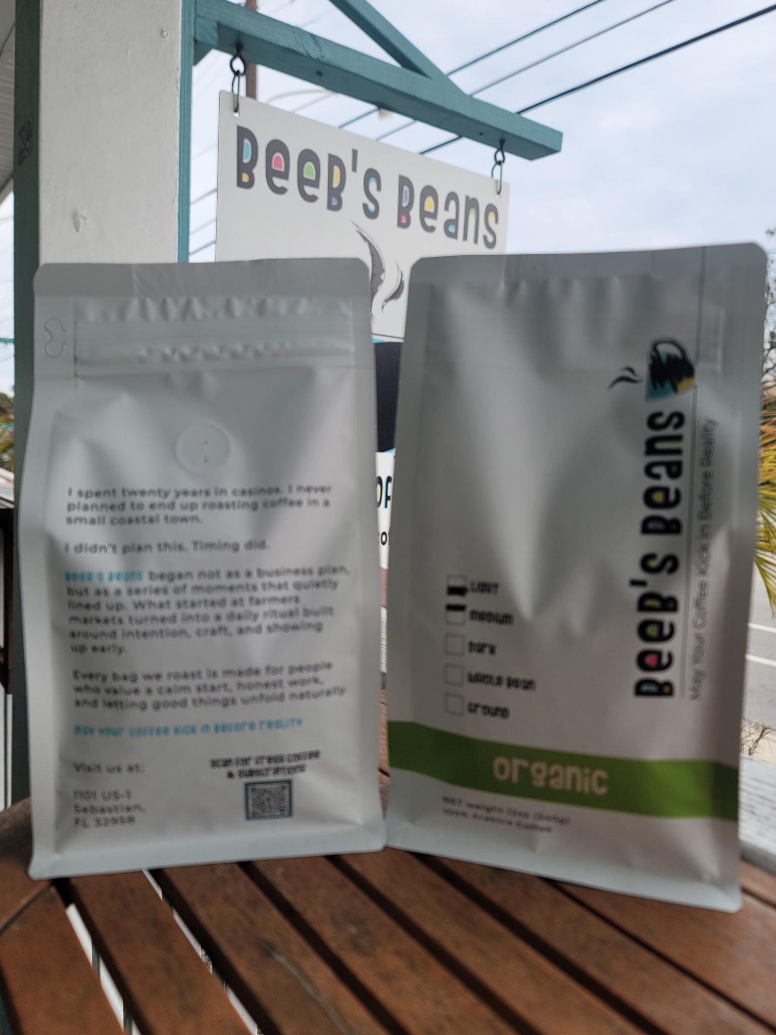 Organic coffee by Beebs Beans, small-batch roasted in Florida